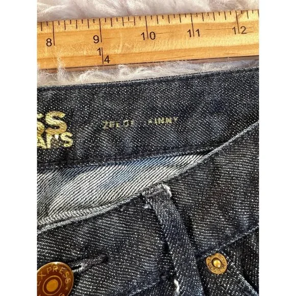 Express Zelda Skinny Womens Jeans Blue Sz 6 Short Dark Wash Skinny Stretch - Picture 6 of 9